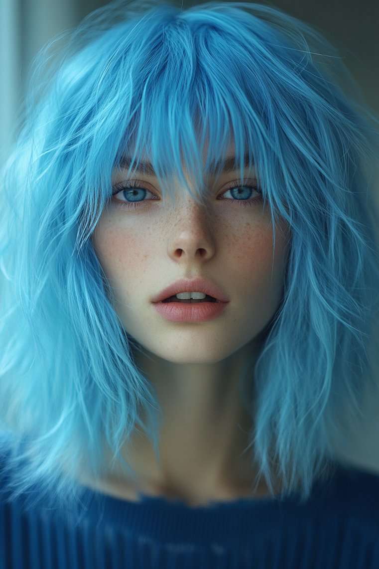 Shaggy Bob With a Bold Color