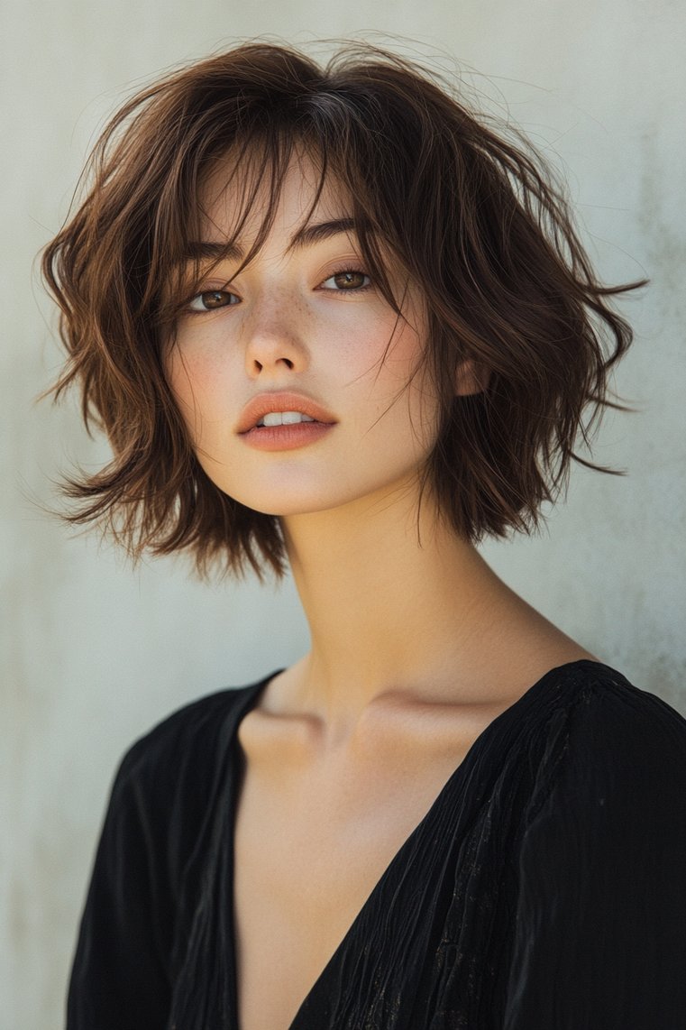 Shaggy Bob With a Deep Side Part