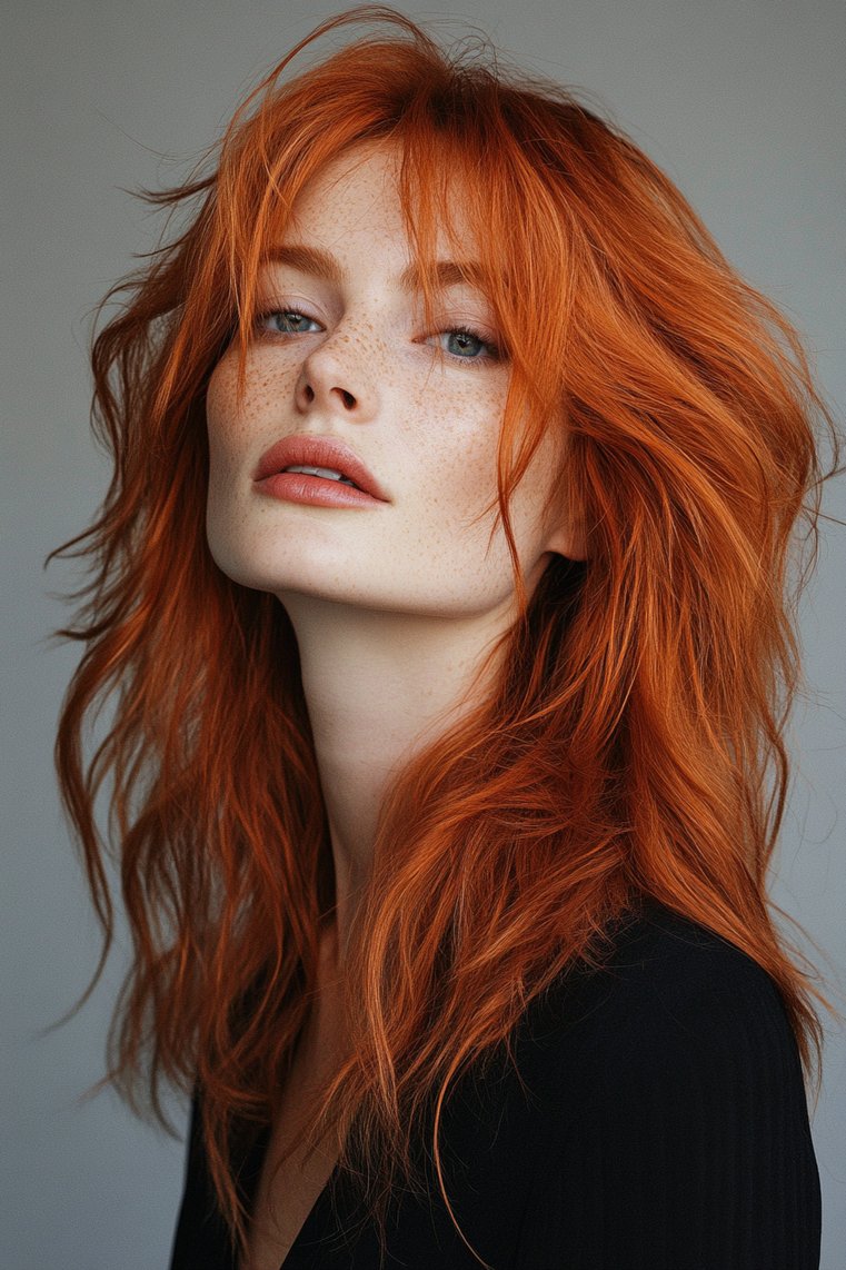 Shaggy Layered Red Hair