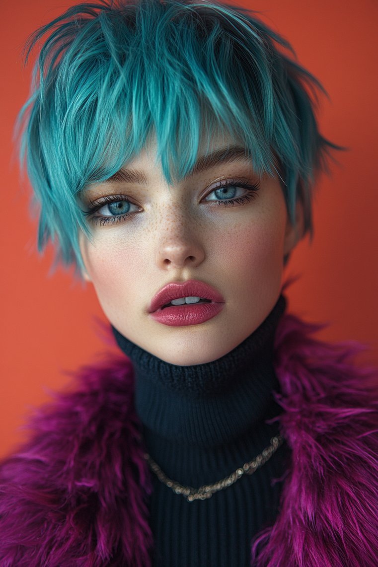 Short Choppy Hair With Color Accents