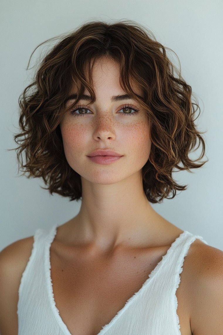 Short Curly Hair With an A-Line Cut