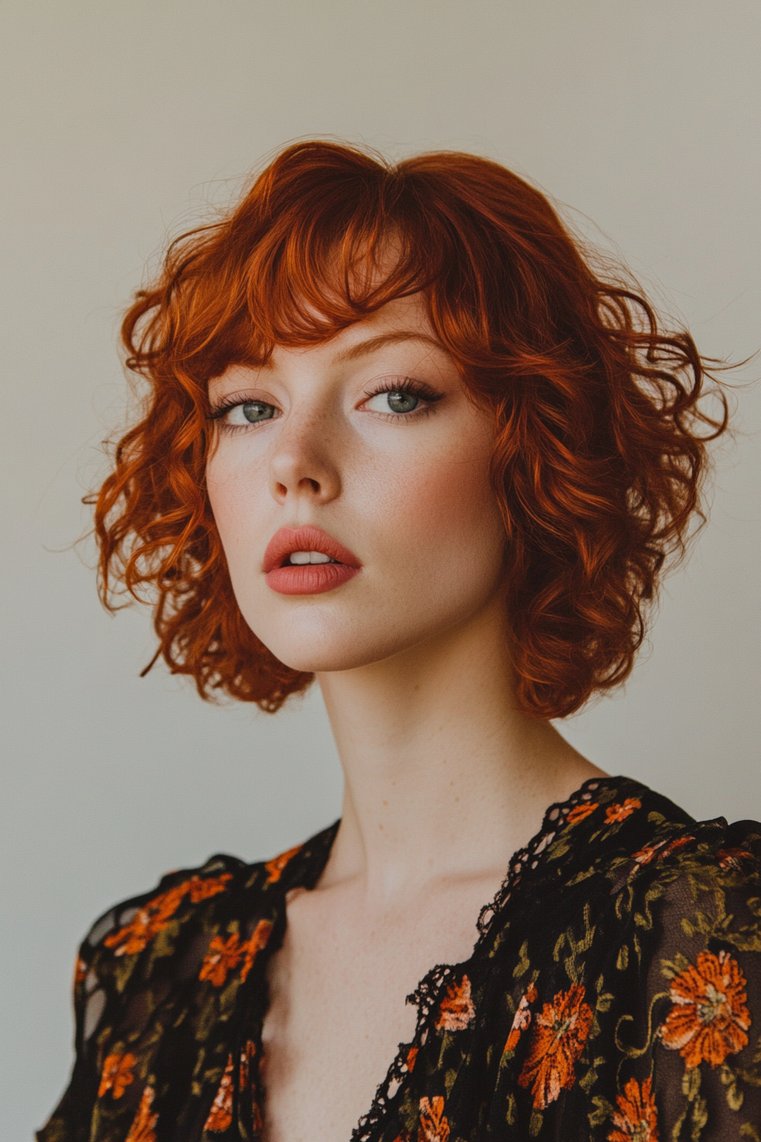 Short Red Hair With Curly Bangs
