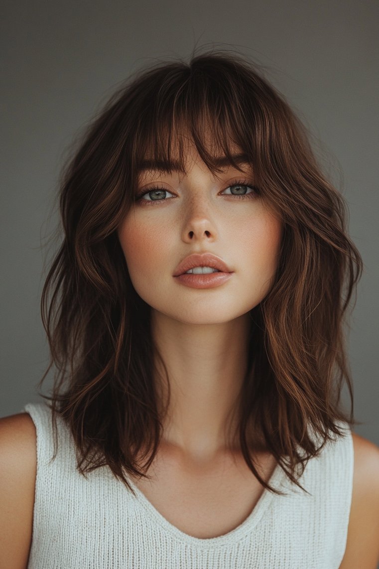 Shoulder-Length Layers With Side Bangs