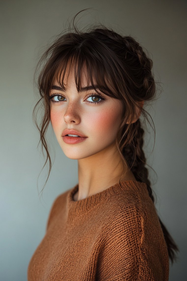 Side Braid With Micro Bangs