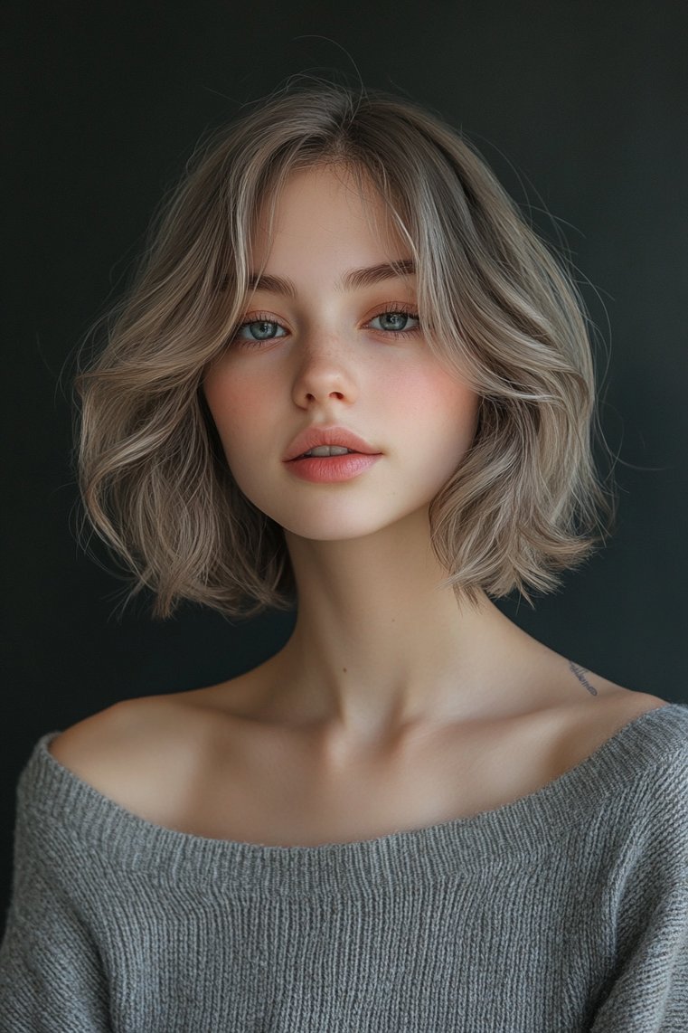 Side-Parted Gray Bob