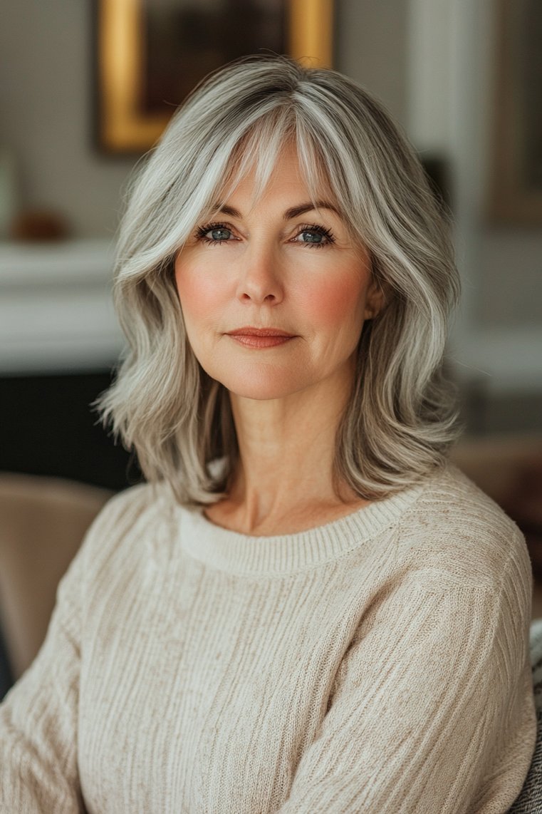 Side-Swept Bangs With Medium Length