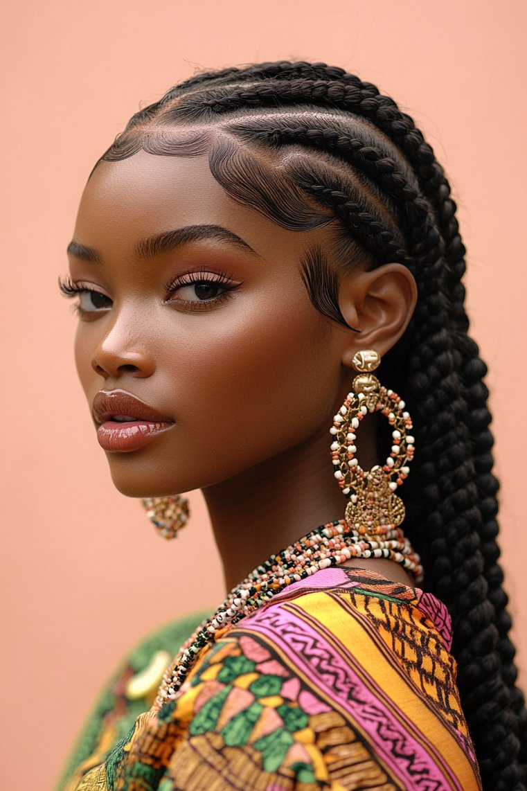 Side-Swept Fulani Braids