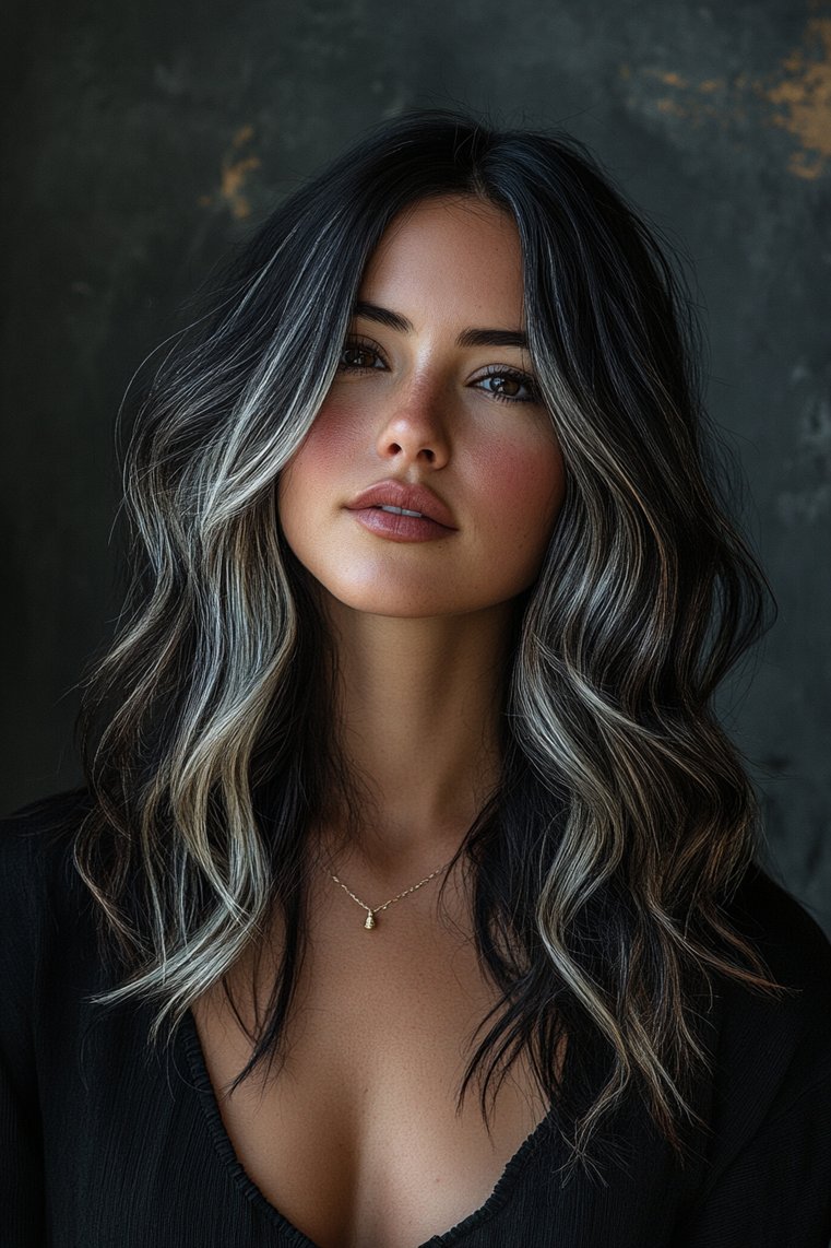 Silver Streaks on Dark Hair