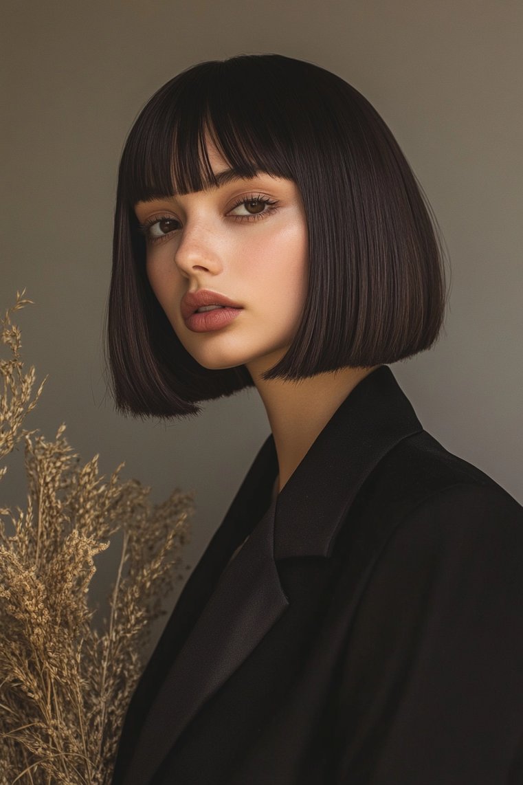 Sleek Bangs With Straight Bob