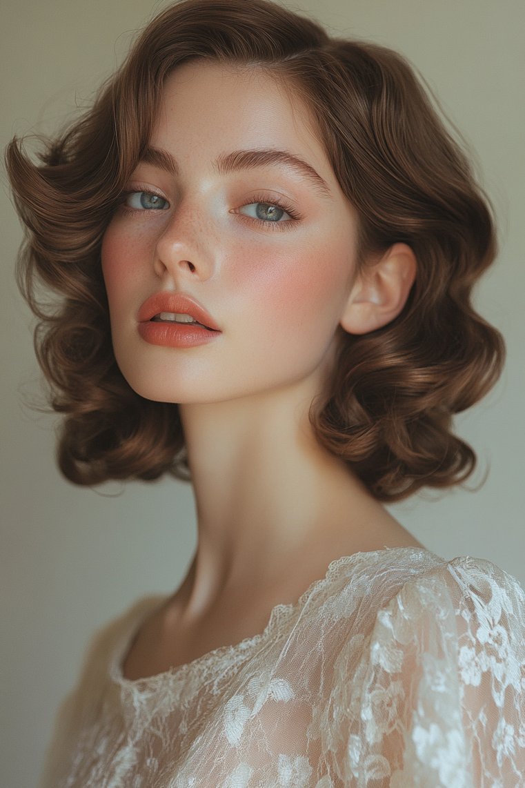 Sleek Center Part With Pin Curls