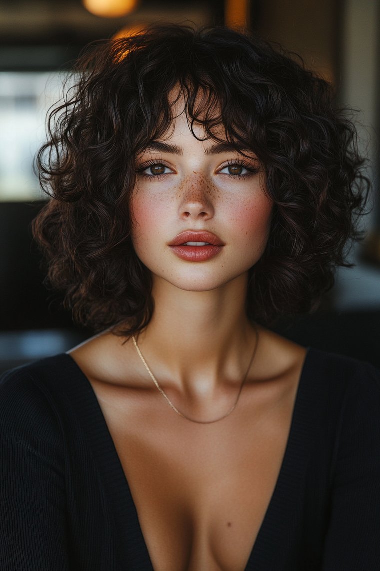 Sleek Curly Bob