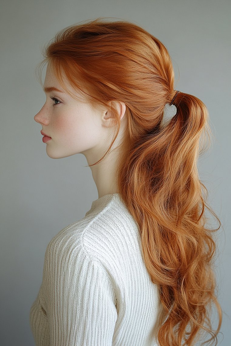 Sleek Feathered Ponytail