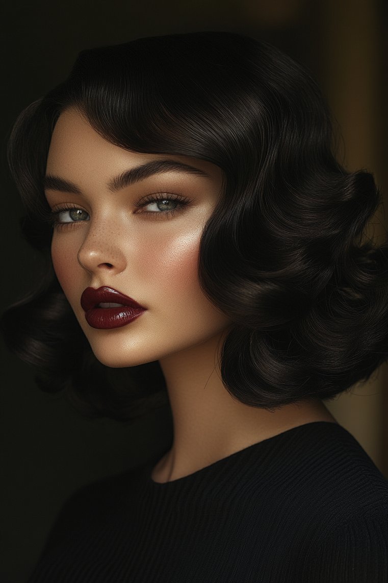 Sleek Finger Waves With a Center Part