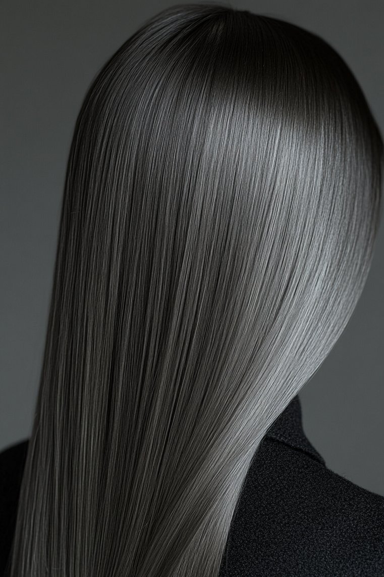 Sleek Gray Straight Hair