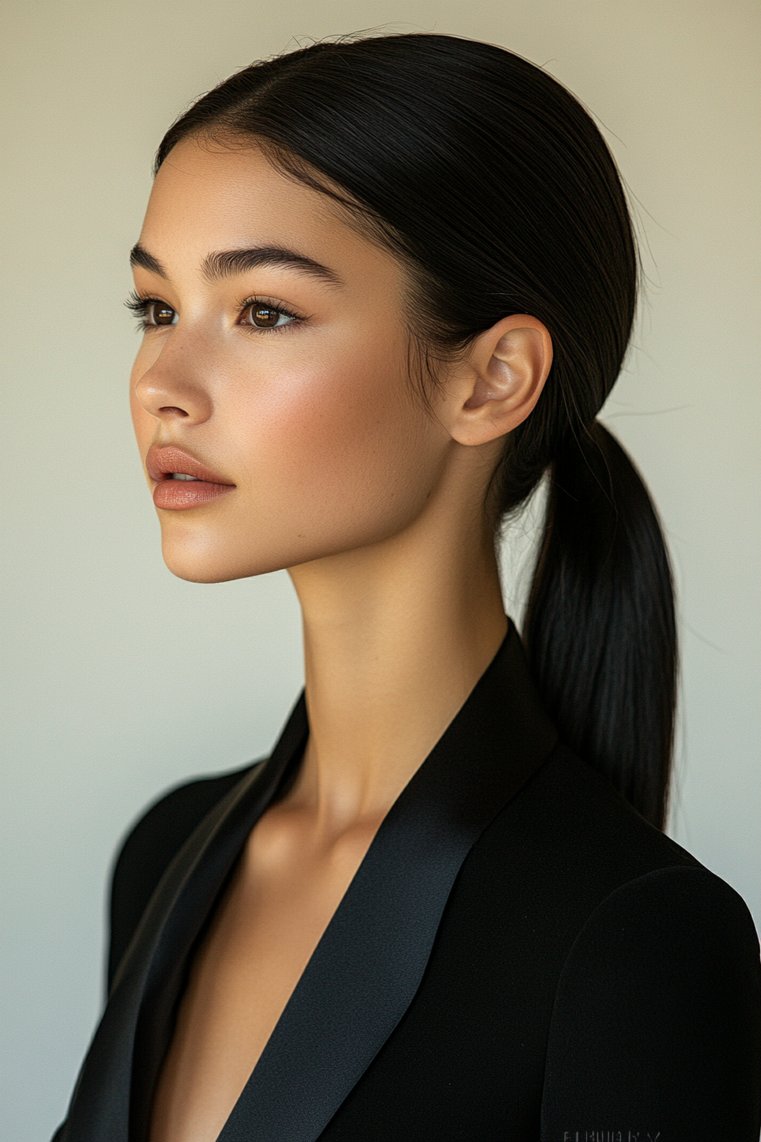 Sleek Low Ponytail With Shine