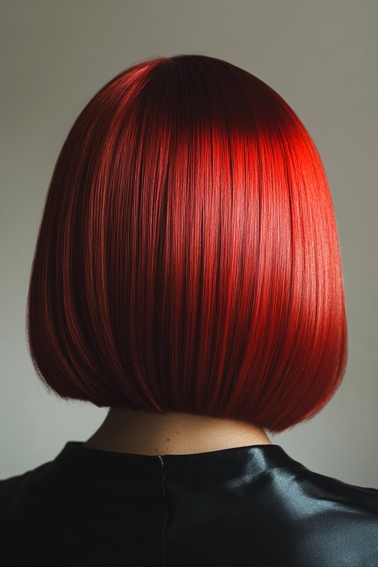 Sleek Red A-Line Bob