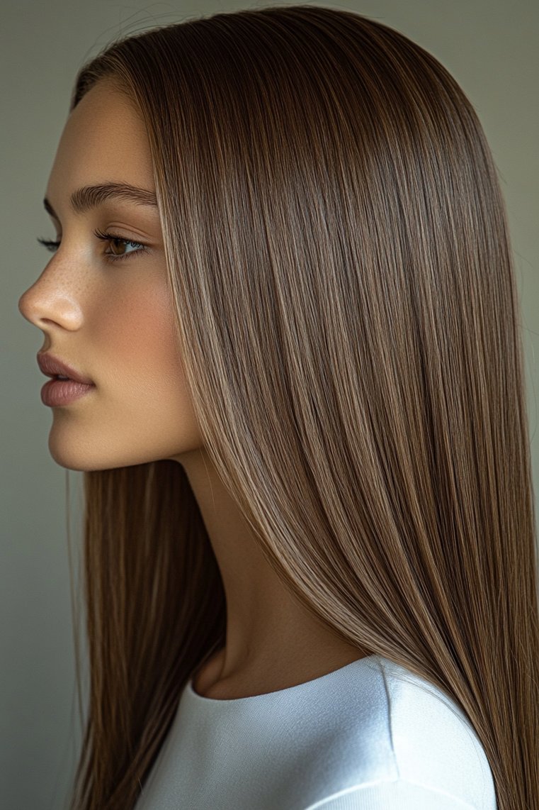 Sleek Straight Hair With Highlights