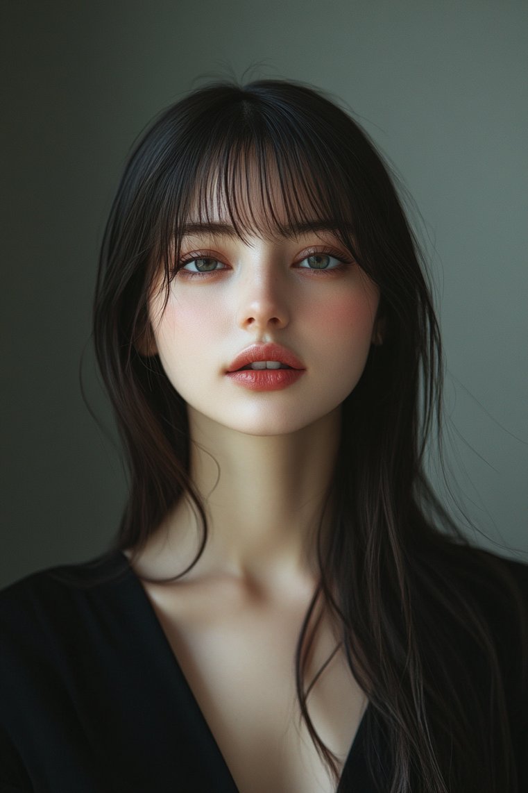 Sleek Straight With Bangs