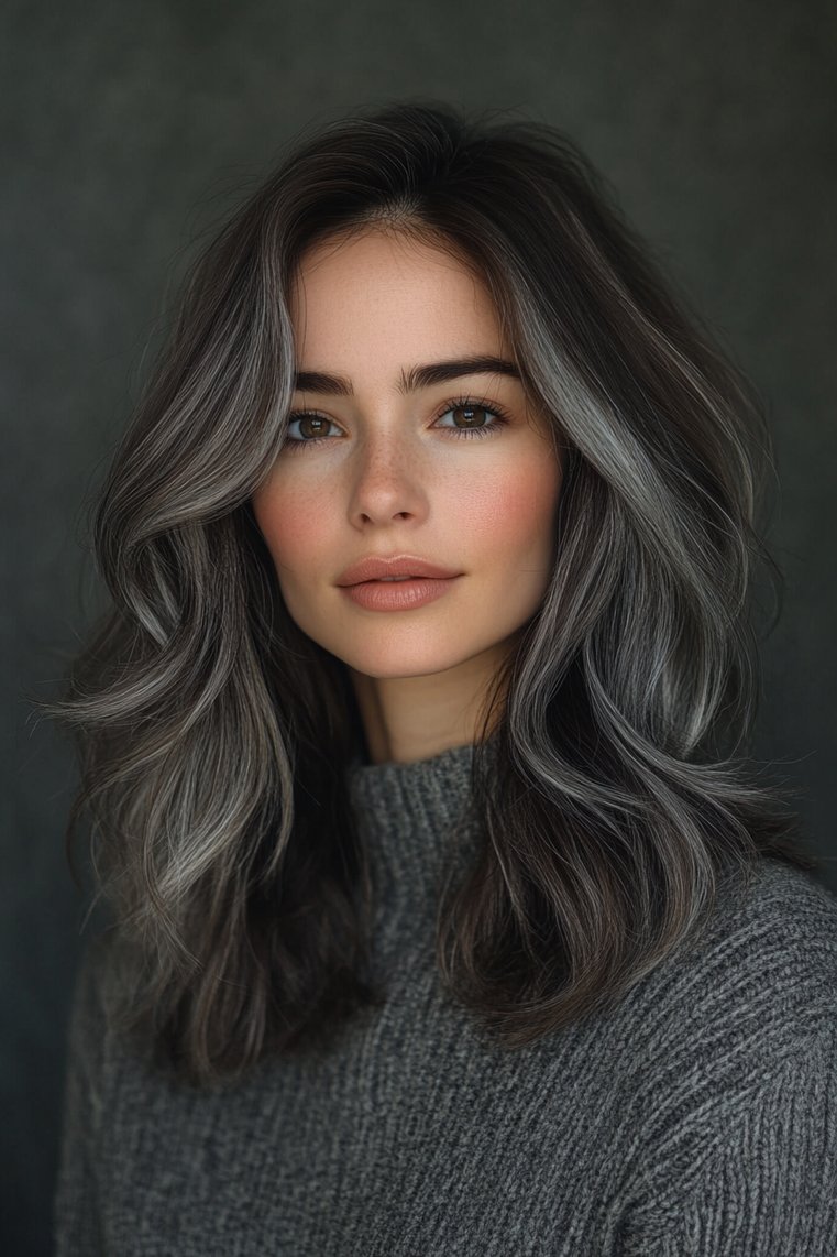 Smoky Grey Highlights for a Chic Edge