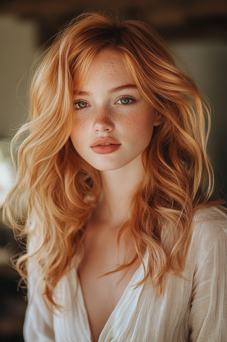 Soft Copper With Blonde Balayage