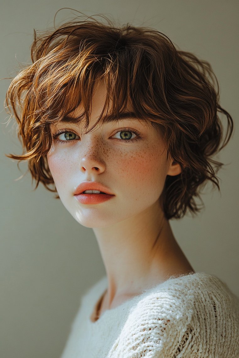 Soft Feathered Waves for Short Hair