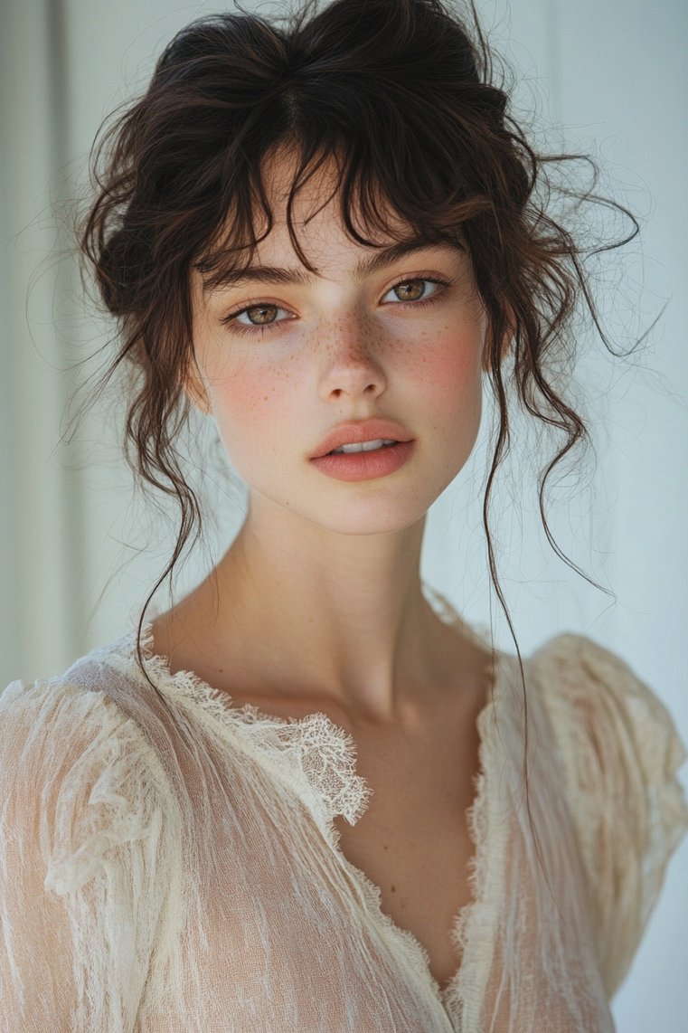 Soft Romantic Curls With Micro Bangs