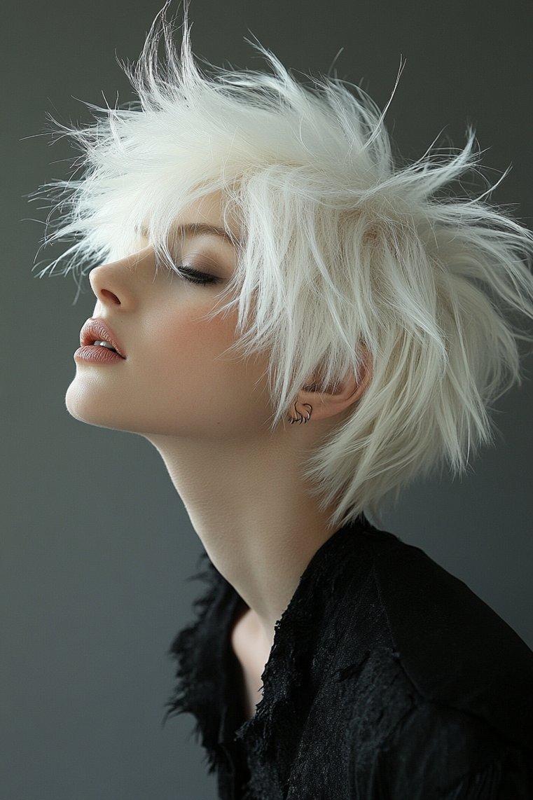 Spiky Hair With Platinum Color
