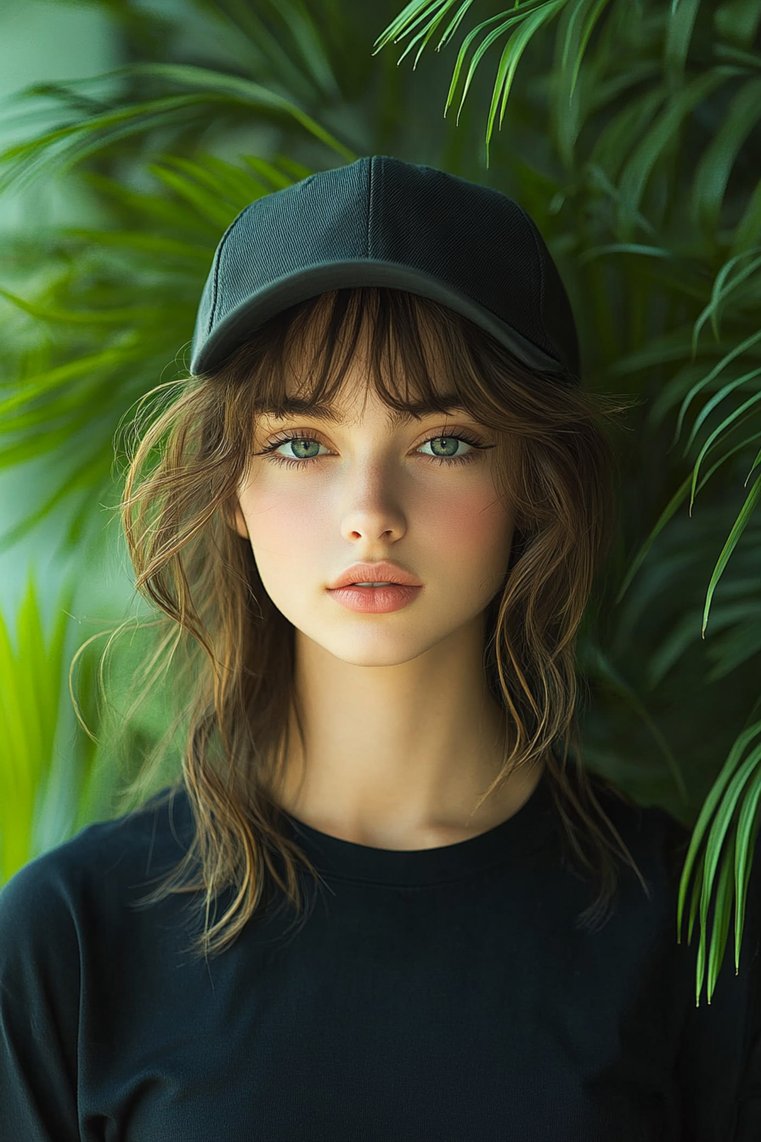 Sporty Cap With Micro Bangs
