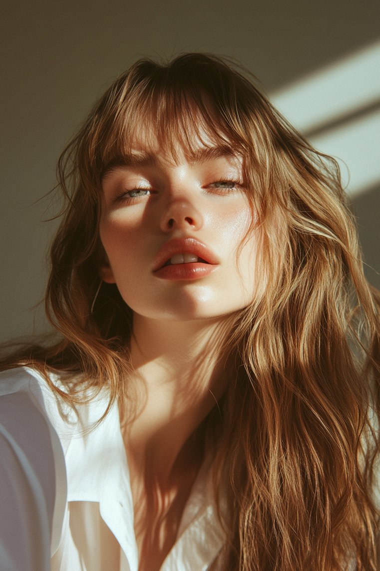 Straight Across Bangs With Waves