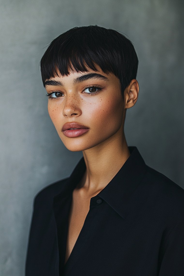 Straight Blunt Bangs on Pixie