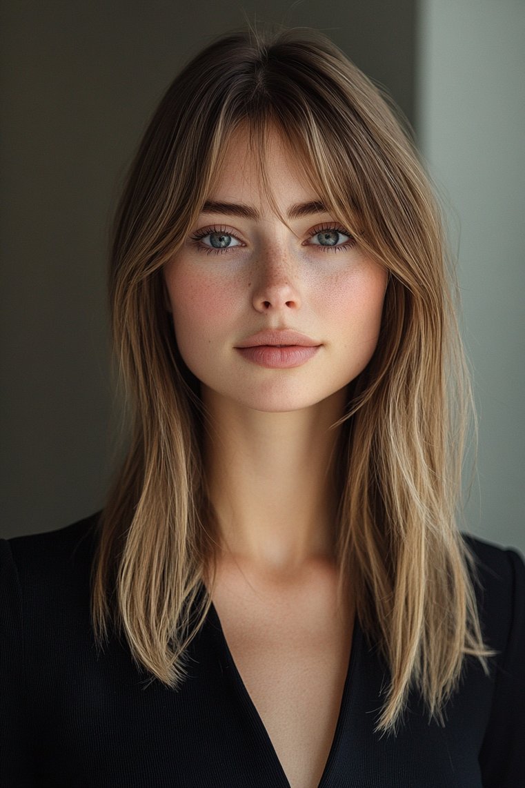 Straight Hair With Curtain Bangs