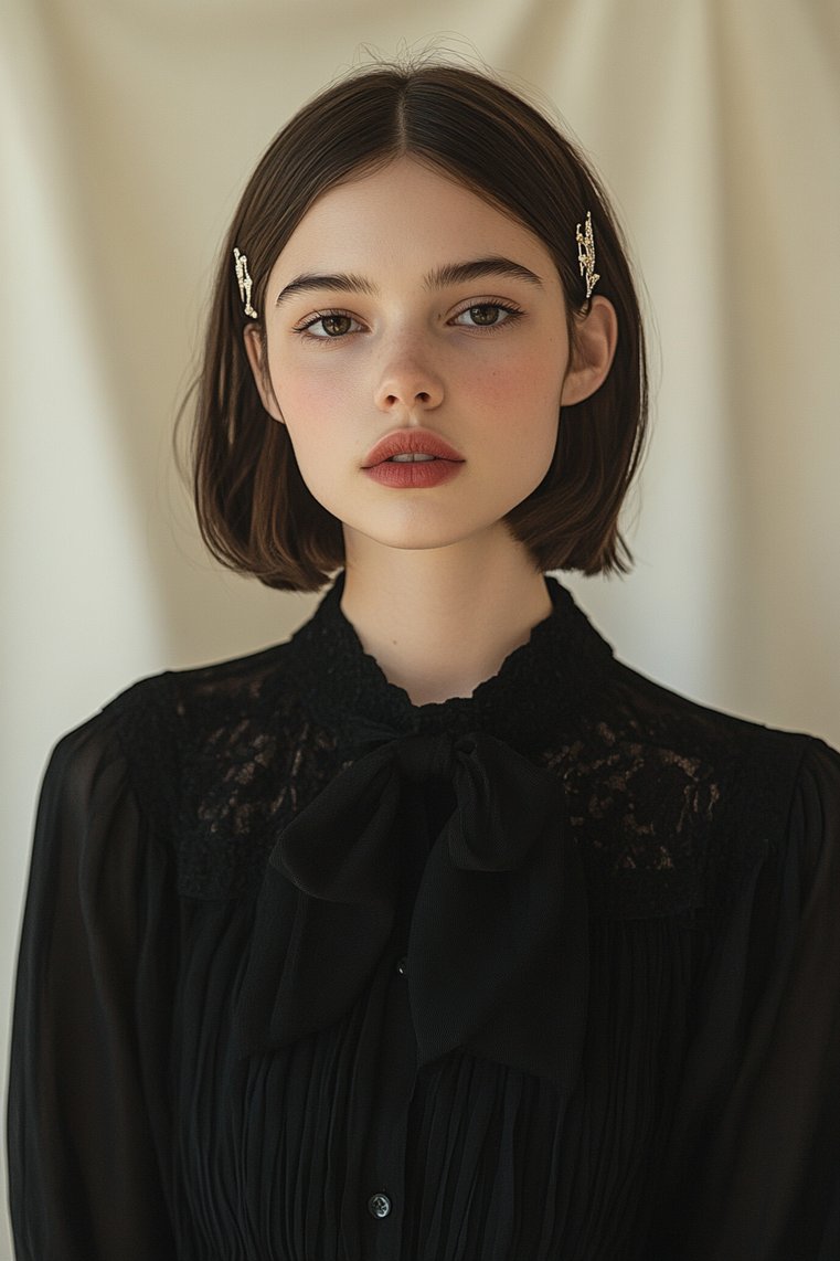 Straight Hair With Hair Accessories