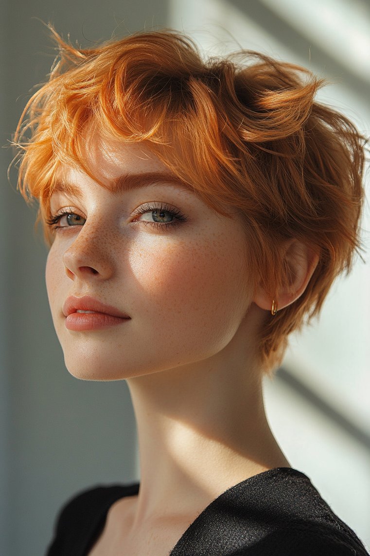 Strawberry Blonde Pixie Cut