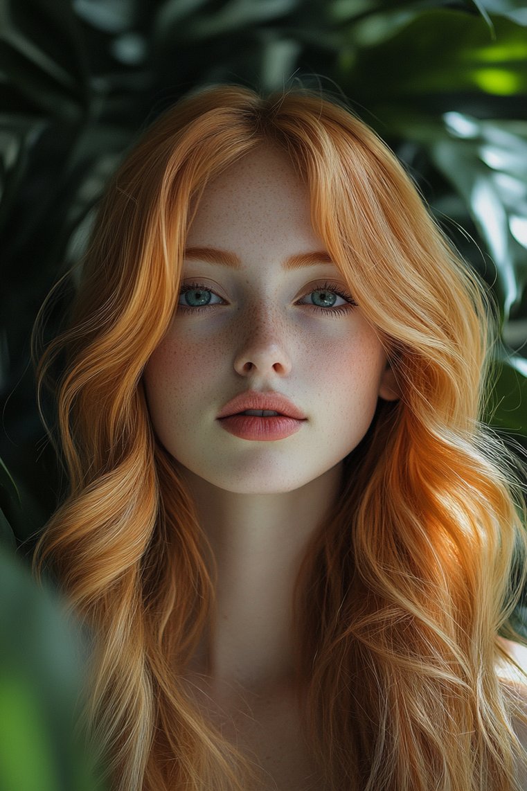 Strawberry Blonde With Teal Highlights