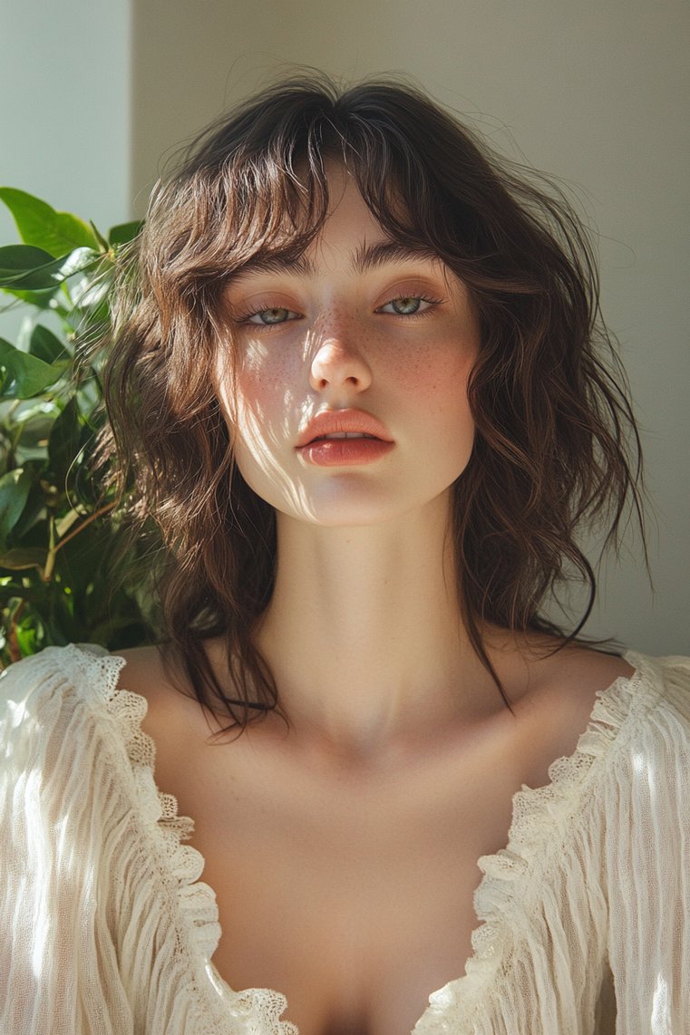 Subtle Highlights With Curtain Bangs