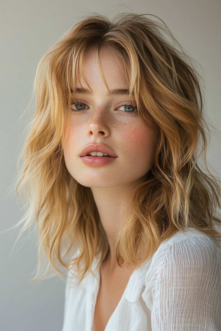 Sun-Kissed Shag With Light Highlights