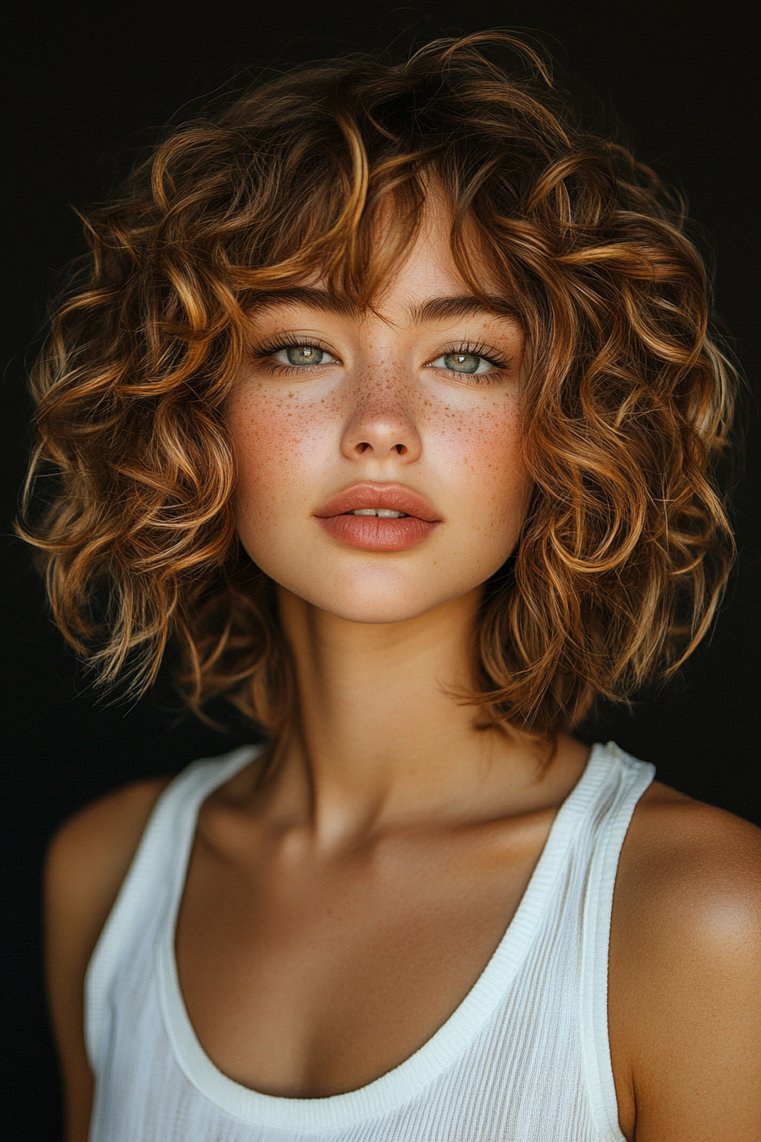 Textured Balayage for Short Curly Hair