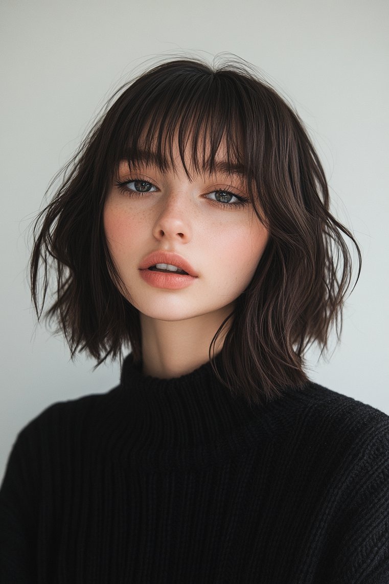 Textured Bob With Bangs