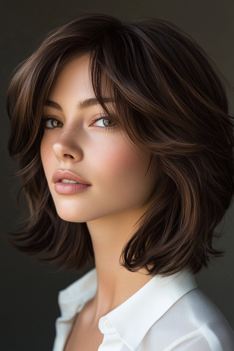 Textured Brown Bob With Layers