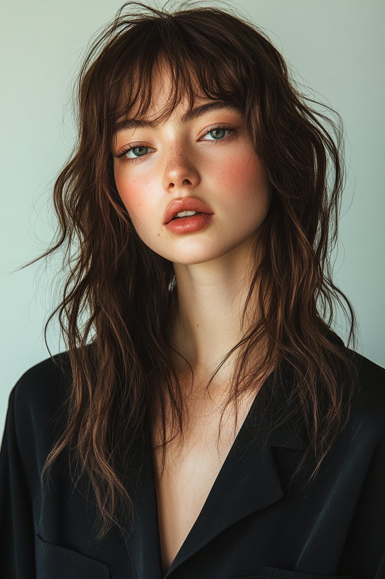 Textured Layers With Blunt Bangs