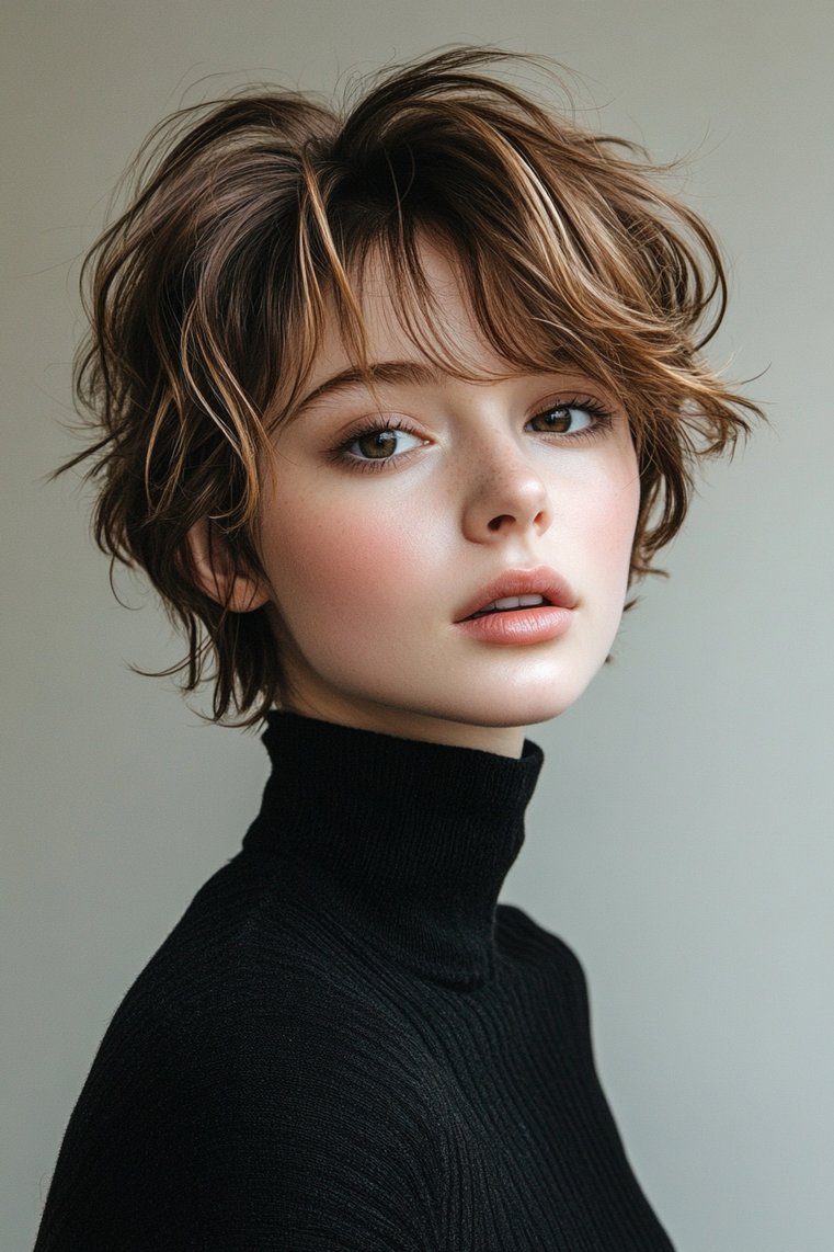 Textured Pixie Cut With Caramel
