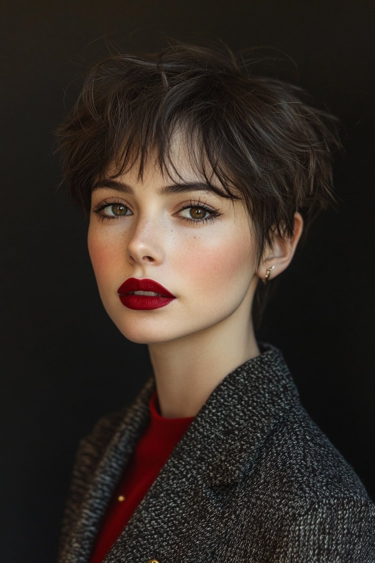 Textured Pixie Cut With Micro Bangs