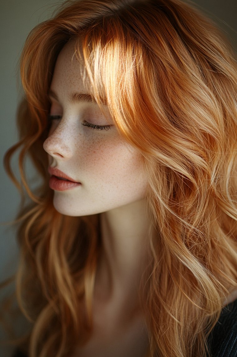 Textured Strawberry Blonde Layers