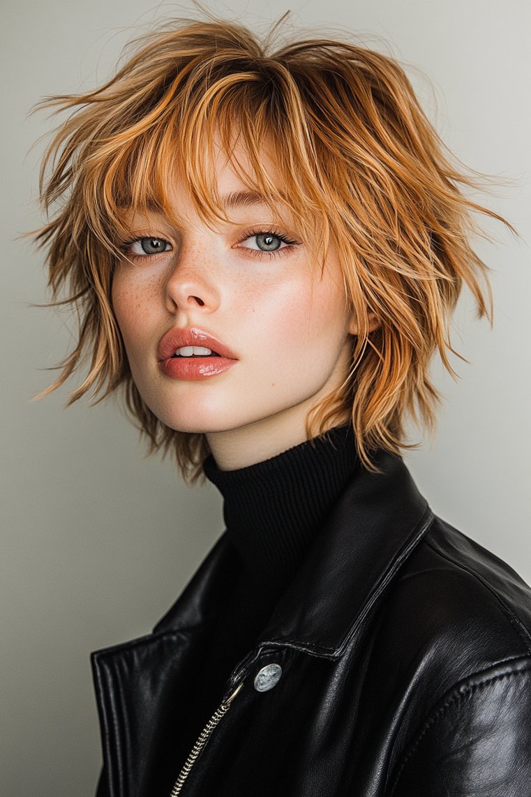 Textured Wolf Cut With Bangs