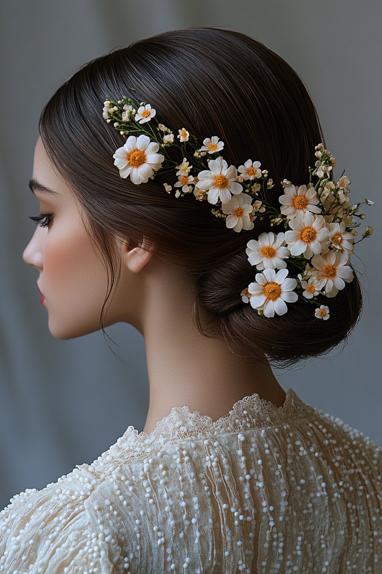 Twisted Low Bun With Hair Accessories