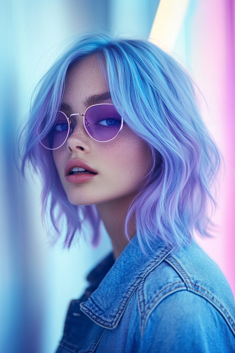 Vibrant Colored Chin-Length Hair