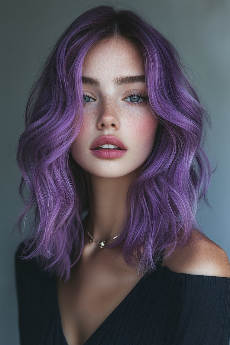 Vibrant Purple Ombre Lob