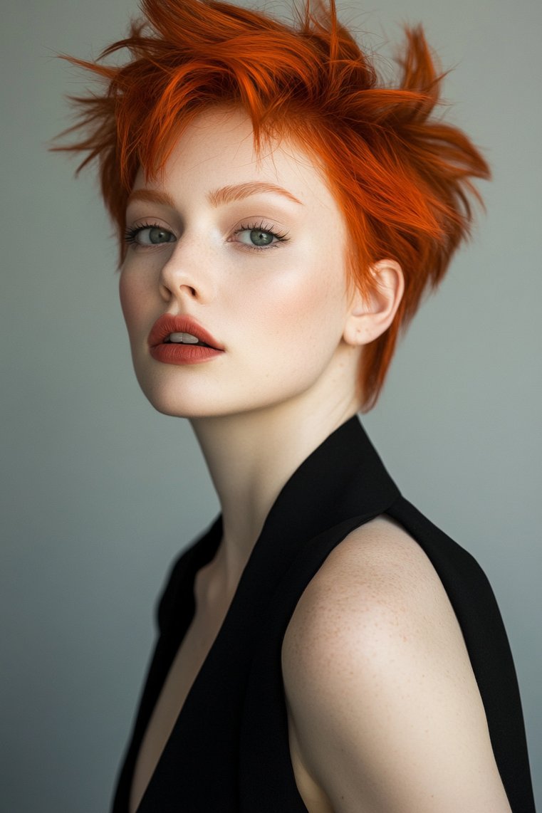 Vibrant Red Spiky Hair