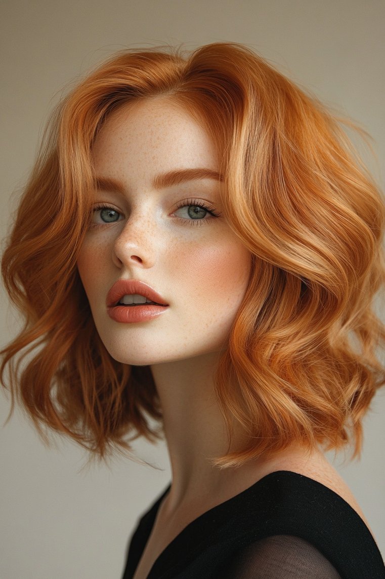 Vibrant Strawberry Blonde Bob