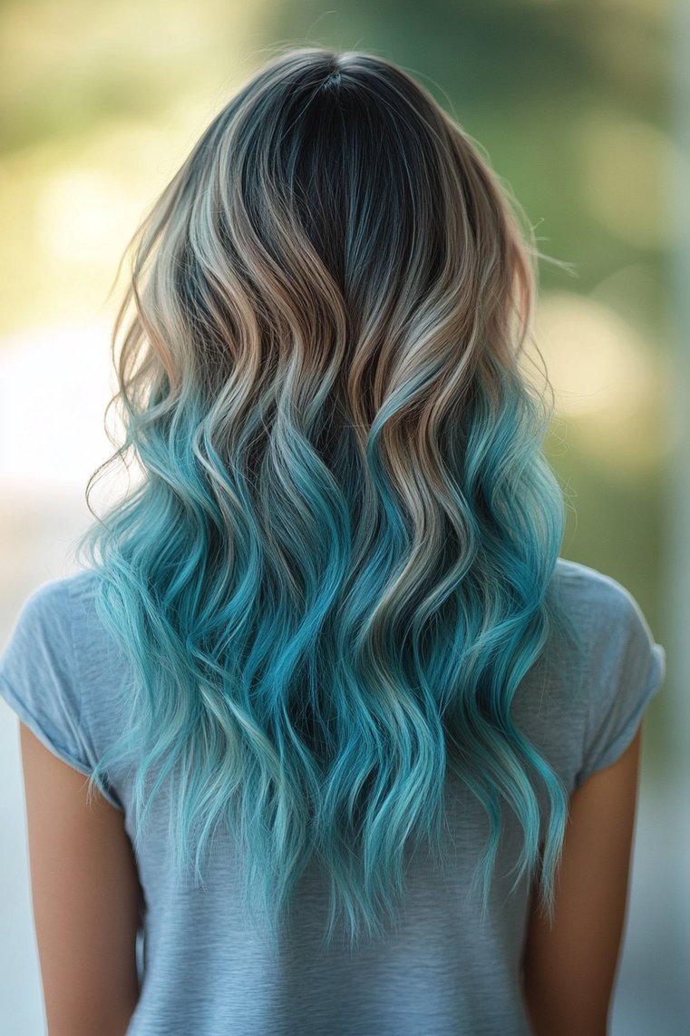 Vibrant Teal Ombre Waves